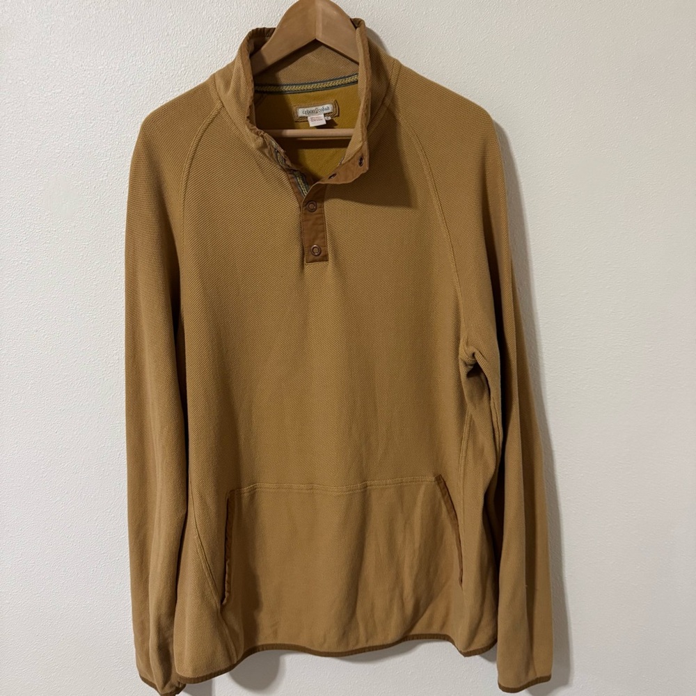 Carbon2Cobalt Long Sleeve Snap Button Pullover Mustard Yellow Cotton Knit-Large